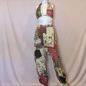 SHEIN Boho Halter Top and Matching Drop Crotch Pants size Large